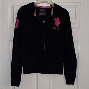 U.S. Polo Assn. Black Hoodie with Pink Accents